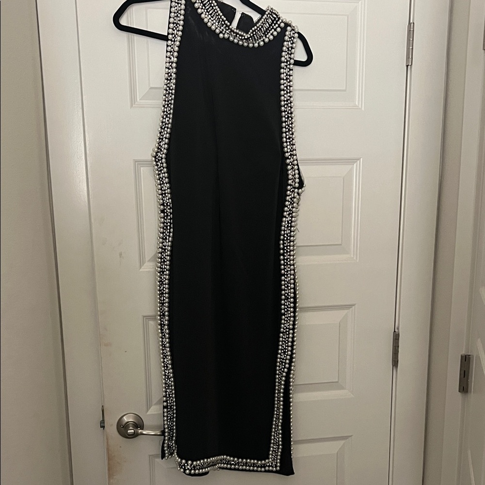 Mac Duggal Black Dress with Pearl Detailing